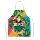 Фартук из хлопка и льна с рисунком птицы, 68 х55 см