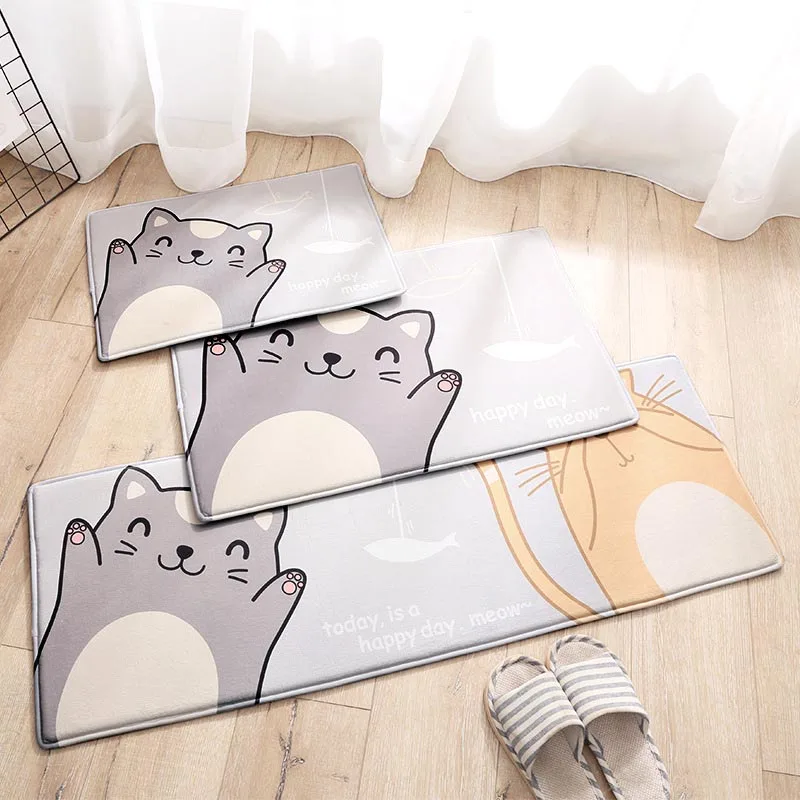 Кошачий дизайн мультяшный кухонный коврик противоскользящий длинный для