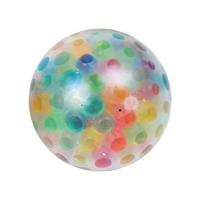 1PC Colorful Beads Inside Decompression Ball Pressure Relief Toys Squishy Ball