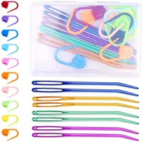 imzay 28 pcsset colorful bent tip weaving tapestry needles with plastic marker pins diy sewing tools accessories kit