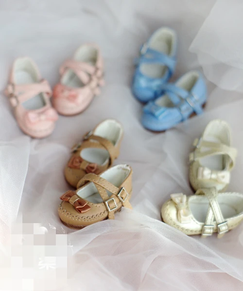 

BJD Doll shoes suitable for 1-6 size dress bow cross band small leather shoes doll accessories