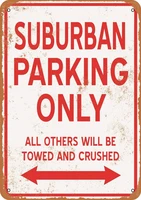 suburban parking only vintage look metal sign for home coffee wall decor 8x12 inch