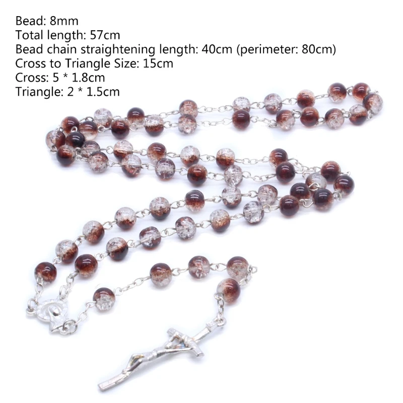 

Rosary Necklace Jesus Christ Cross Pendant Necklaces Round Alloy Bead Long Chain Men Women Fashion Jewelry