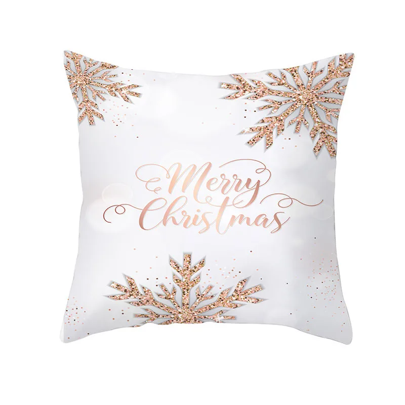 

Pillow case 45 * 45CM New Pink Gold Christmas Polyester Pillowcase Home Hotel Holiday Decoration Square Pillowcase