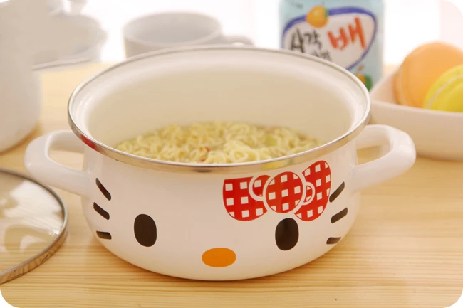 1 шт. мультфильм маленький эмалированный фарфор для кухни, суповая кастрюля молоко дома Panela индукционная плита
