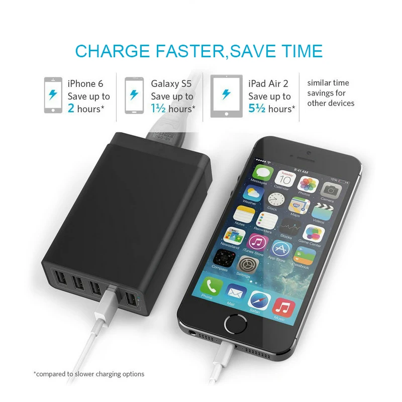 Подходит для iPhone Xiaomi быстрое зарядное устройство 5 USB адаптер питания вилка EU/US/UK/AU