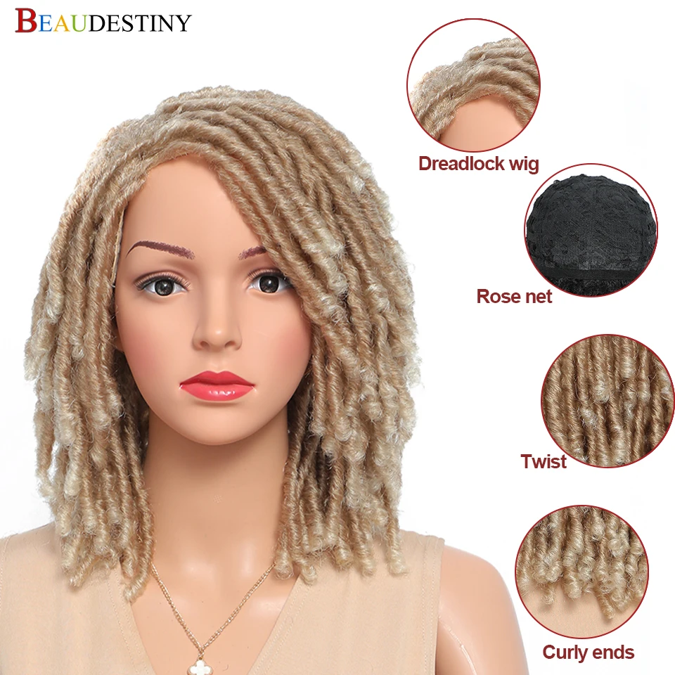 Beaudestiny Dreadlock парик Синтетический блонд короткий афро вьющийся Плетеный Твист