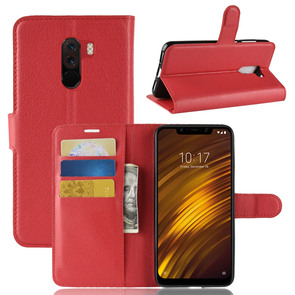 Чехол-бумажник для Xiaomi Pocophone F1 Poco кожаный флип-чехол Роскошный чехол Xiomi Xiami из ТПУ