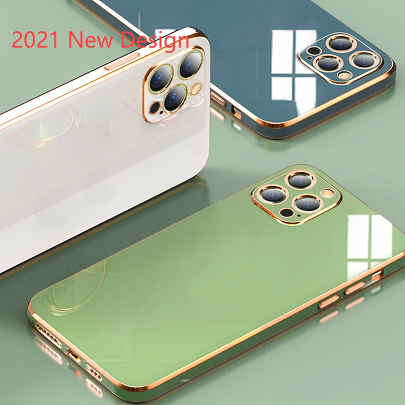 

Luxury Soft Silicone Plating Square Frame Case for iPhone 12 11 Pro Max Mini iPhone X XS XR SE 2020 7 8 Plus Phone Cover Coque