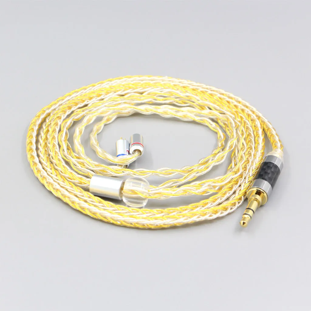 

LN007307 8 Core OCC Silver Gold Plated Braided Earphone Cable For 0.78mm Flat Step JH Audio JH16 Pro JH11 Pro 5 6 7 BA Custom