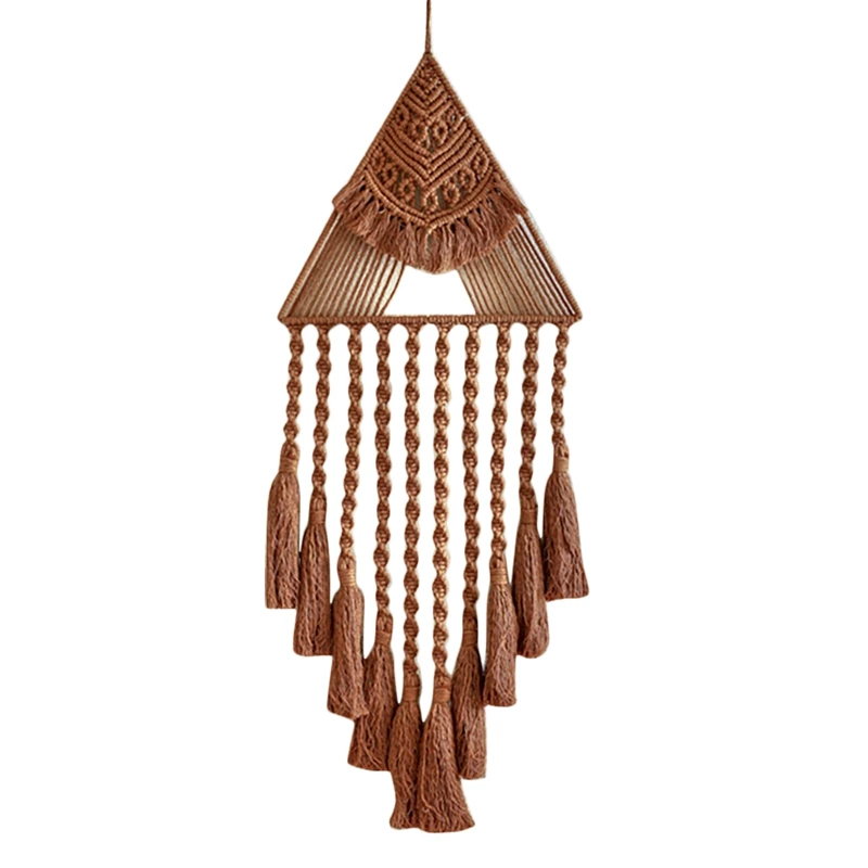 

Boho Dream Catcher, Triangle Macrame Crochet Wall Hanging Gothic Decor Art Bohimia Gift for Bedroom Nursery