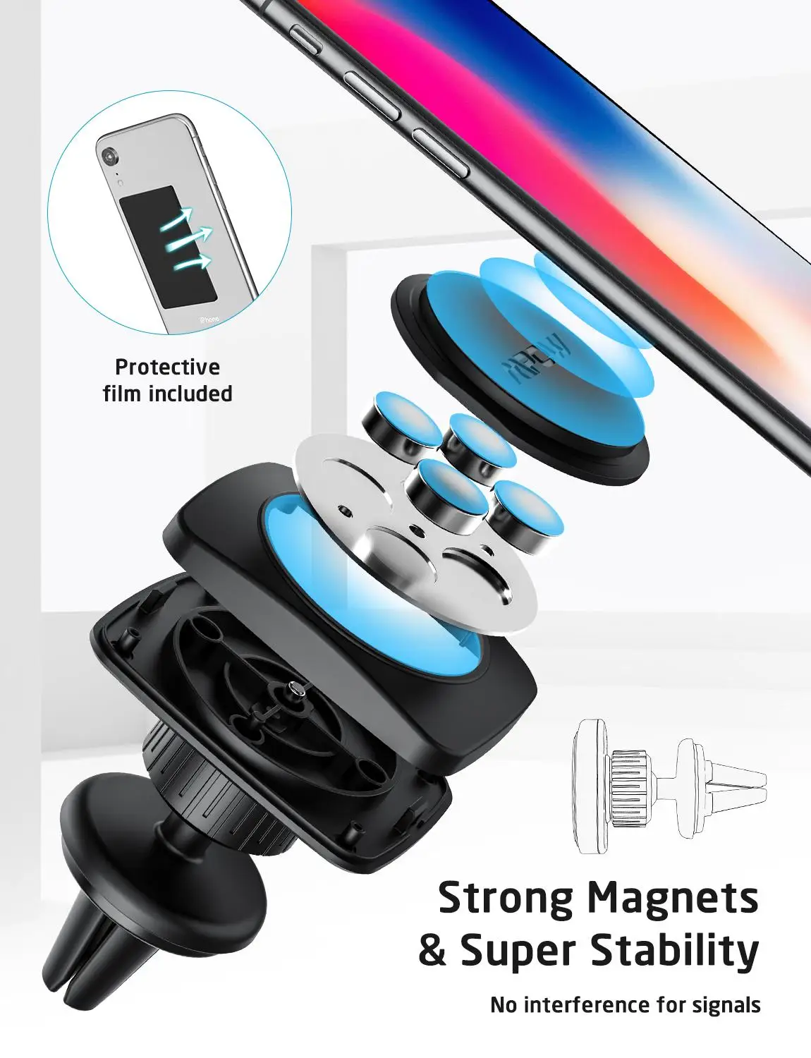 MCM11 Mpow портативный магнитный шар автомобильное крепление MagGrip 360 градусов