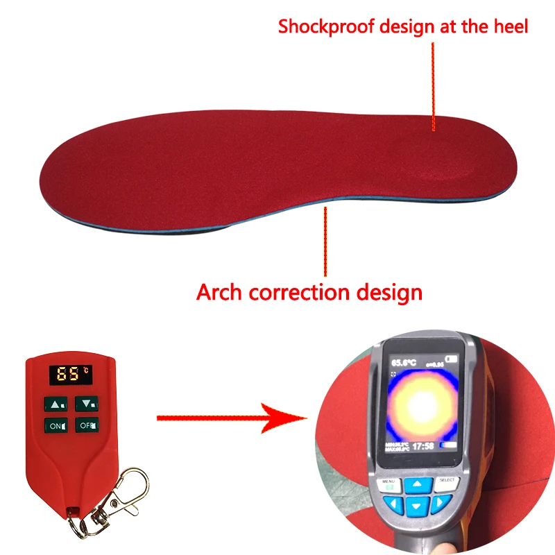 3D Orthopedic Insoles Electric Heated Insoles with Rechargeable Battery Winter Outdoor Sport Shock Absorption Insole Foot Warmer