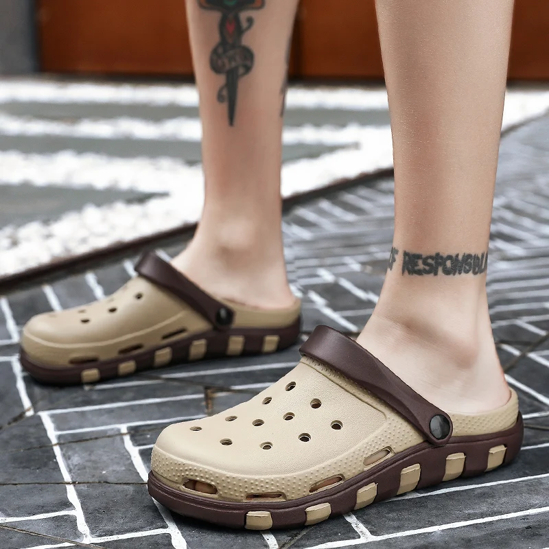 Дышащие мужские сандалии Сезон весна-лето Удобные мягкие стильные сабо без