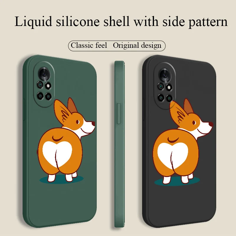 

Corgi Camera Lens Protect Case For Huawei Nova 8 7 Pro SE 6 SE Soft Liquid Silicone Phone Cover For 5 Pro 5Z 5I 5Ipro 5T 4 4E
