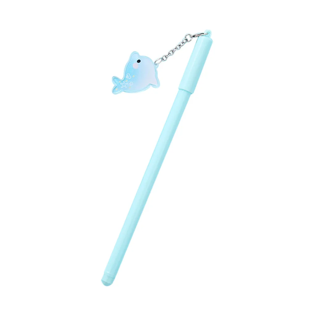 blue Kawaii милые 0,5 мм черные чернила мультипликационная гелевая ручка ручки для письма шариковая подвеска Дельфин канцелярские товары для студентов милые школьные принадлежности - Цвет: blue