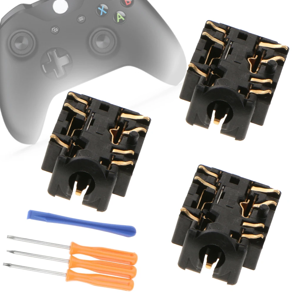 

3Pcs 3.5mm Headset Connector Port Socket Plug Headphone Audio Jack W/ Screwdriver For X-box One Controller Repairing Tools