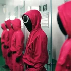 Костюм для косплея красный комбинезон с ремнем злодея костюмы для косплея круглые треугольные квадратные маски для Хэллоуина вечеринки