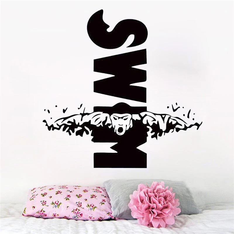 

Swimming Sport Vinyl Wall Decal Sports Decor Swim Design wall sticker For Boys Room Bedroom Wall Art mural HJ823