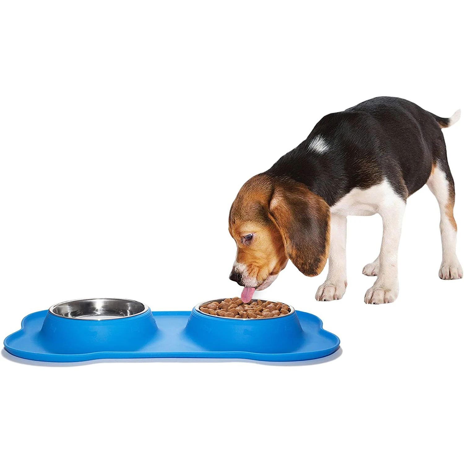 

No-Spill No-Skid Silicone Mat Dog Cat Bowls Stainless Steel Double Dog with Water Bowls Cat Food Bowl Dog Bowl