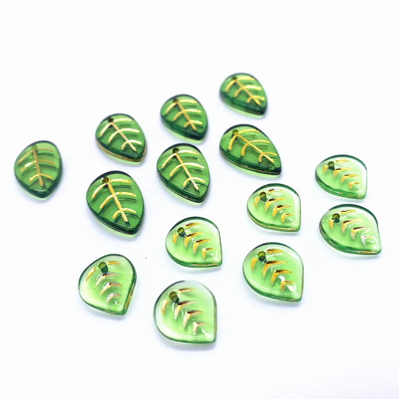 

15/20pcs Green Small Leaf Shape Beads For Jewelry Making Handmade DIY Jewelry Accessories