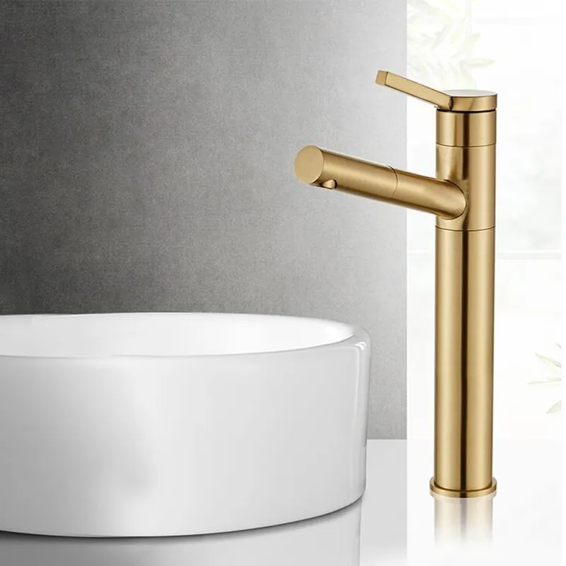 Смеситель для умывальника из золотой латуни однорычажный смеситель с горячей и