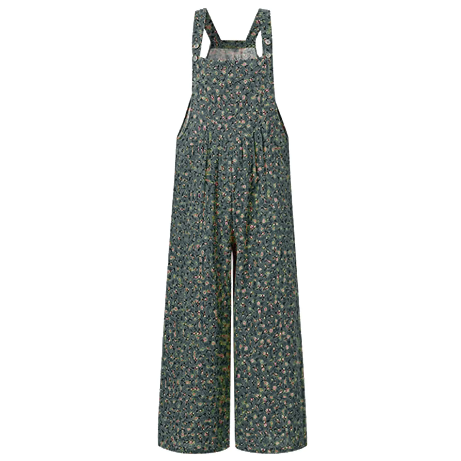 

Womens Plus Size Loose Romper Suspender Jumpsuit Fashion Ethnic Style Patchwork Buttons Vintage Printed Y2k Women Baggy Playsuit