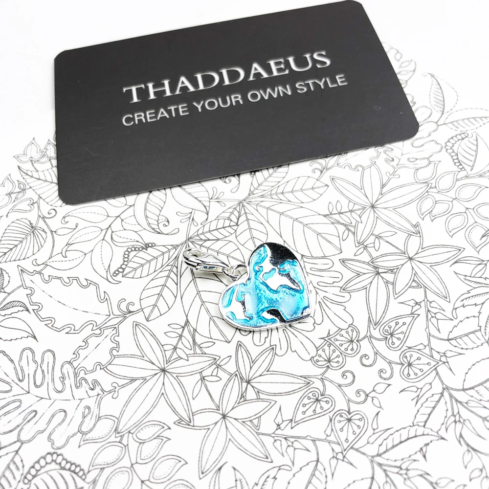 Подвеска в виде сердца из серебра 925 пробы с синей эмалью|Ювелирные шармы| |