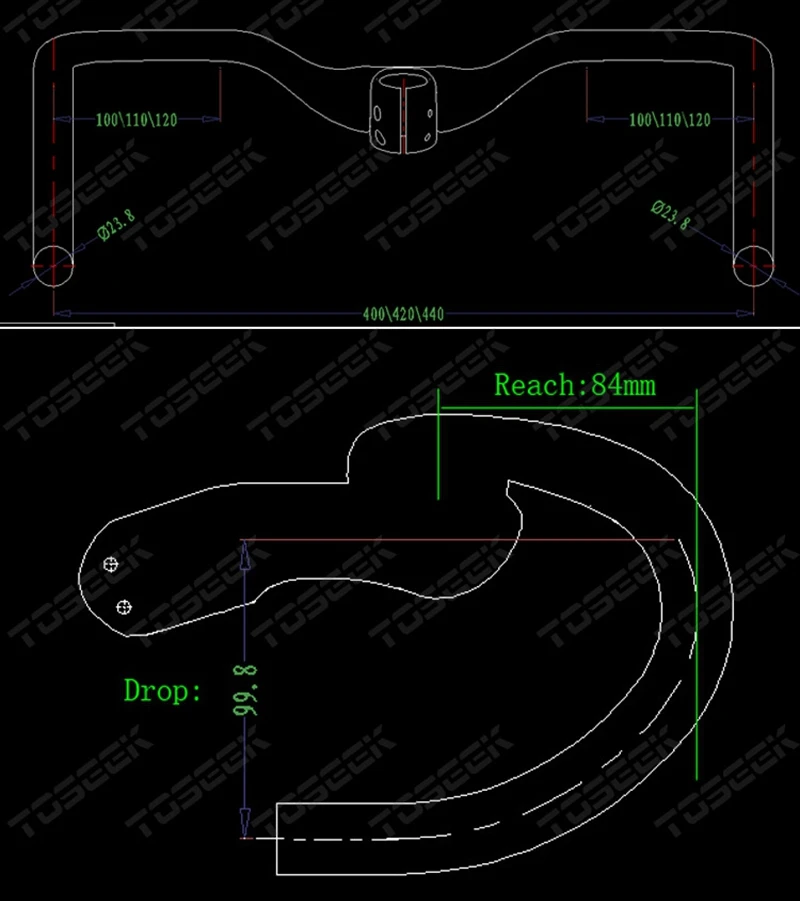 

new full carbon fiber road bike integrated handlebar bent handlebar UD matte 400/420440*90/100/110/120mm bike parts