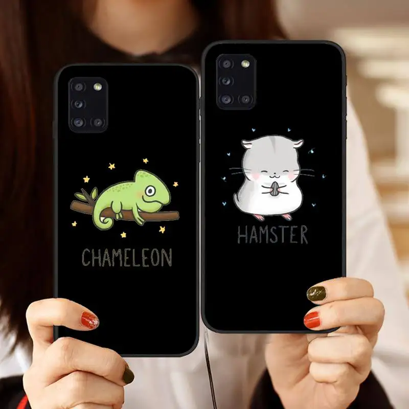 

Cartoon Animal Cute Lovely Phone Case Black Color For Samsung s21 ultra s20 fe s10 a52 a32 a12 a72 a71 Note 20 10 Plus Coque