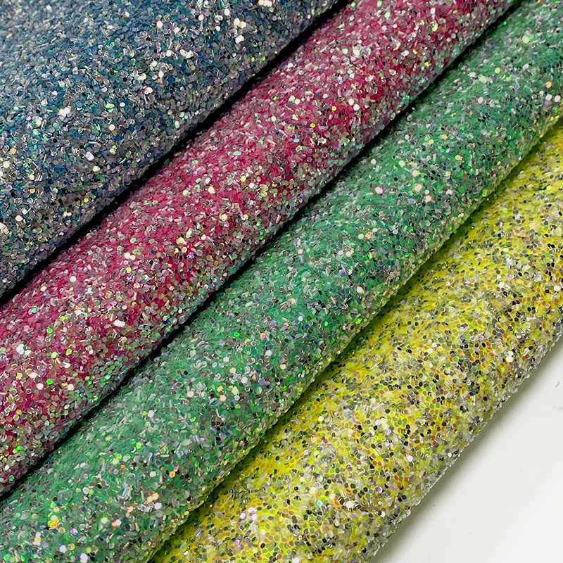 

A4X6 Colorful Sparkling Chunky Glitter Faux Synthetic Leather Fabric Velvet Shoes Upholstery Templates Textile Sticker Clothes