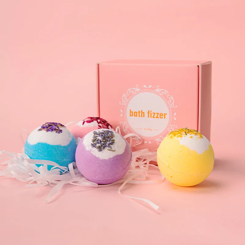 

4PCS/SET Skin Whitening Bath Bomb Salt Body Moisturizing Bath Bombs Natural Bubble Bath Set