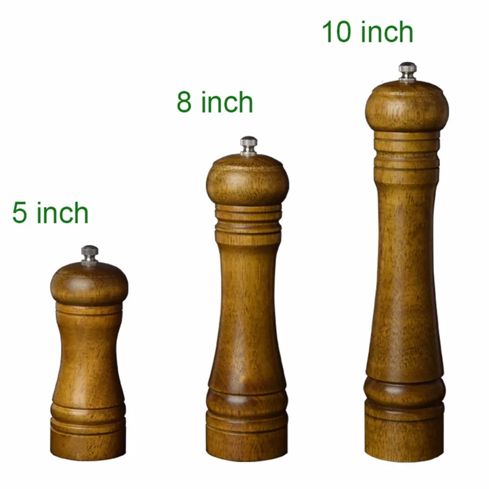 5 8 10 дюймов ручная деревянная мельница для перца приправа кухонная дубовая