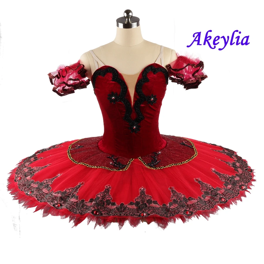 Бархатная красная черная пачка для блинов профессиональная балетная девочек