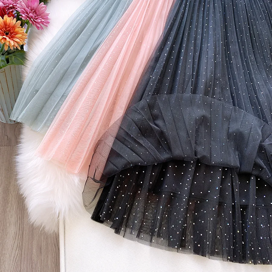 2020 новая весенне-летняя элегантная фатиновая плиссированная юбка в горошек