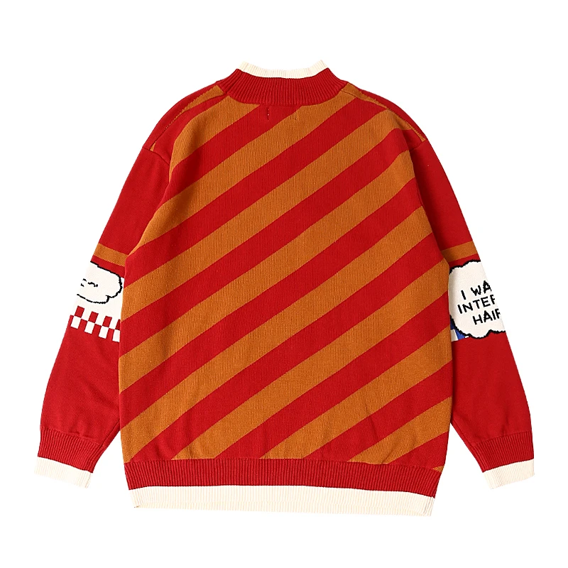 Уличный Забавный мультяшный теплый свитер для женщин с мультяшной вышивкой