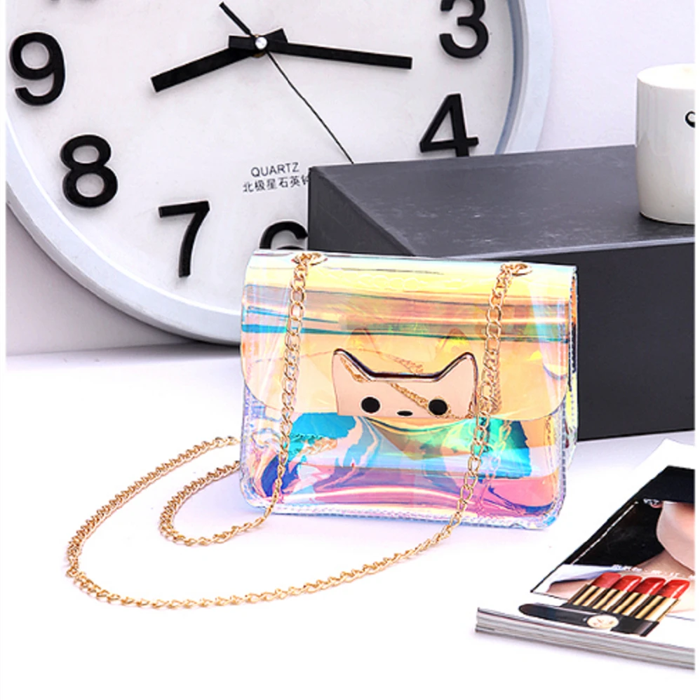 Горячая Женская обувь для девочек голографическая прозрачная сумка пвх ретро