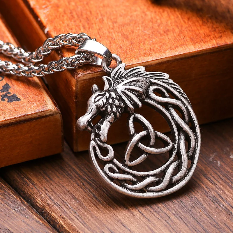 Прямая поставка ожерелье с кулоном в виде клеточного дракона для женщин и мужчин