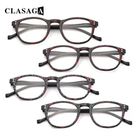 clasaga 4 pack reading glasses spring hinge men women with retro print frame prescription hd presbyopia optical eyeglasses 0600