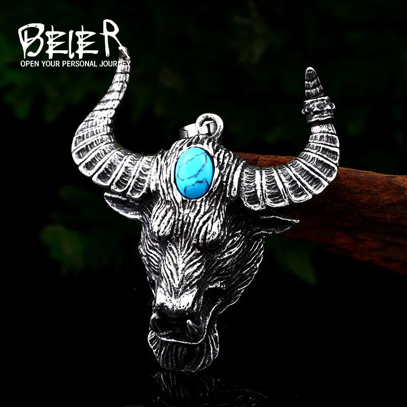 Мужской кулон с амулетом BEIER в виде животного из буйвола колье чокер викингом