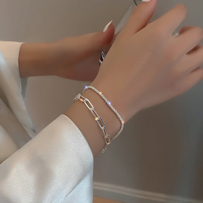 

Cubic Zircon Shine Bracelet For Women Rhinestone Tennis Bracelet Crystal Chain Goth Jewelry Collares Gifts Bijoux Femme Luxe
