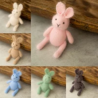newborn photography props bunny doll knitted mohair cartoon rabbit doll toy fotografia accessory studio shoots photo props