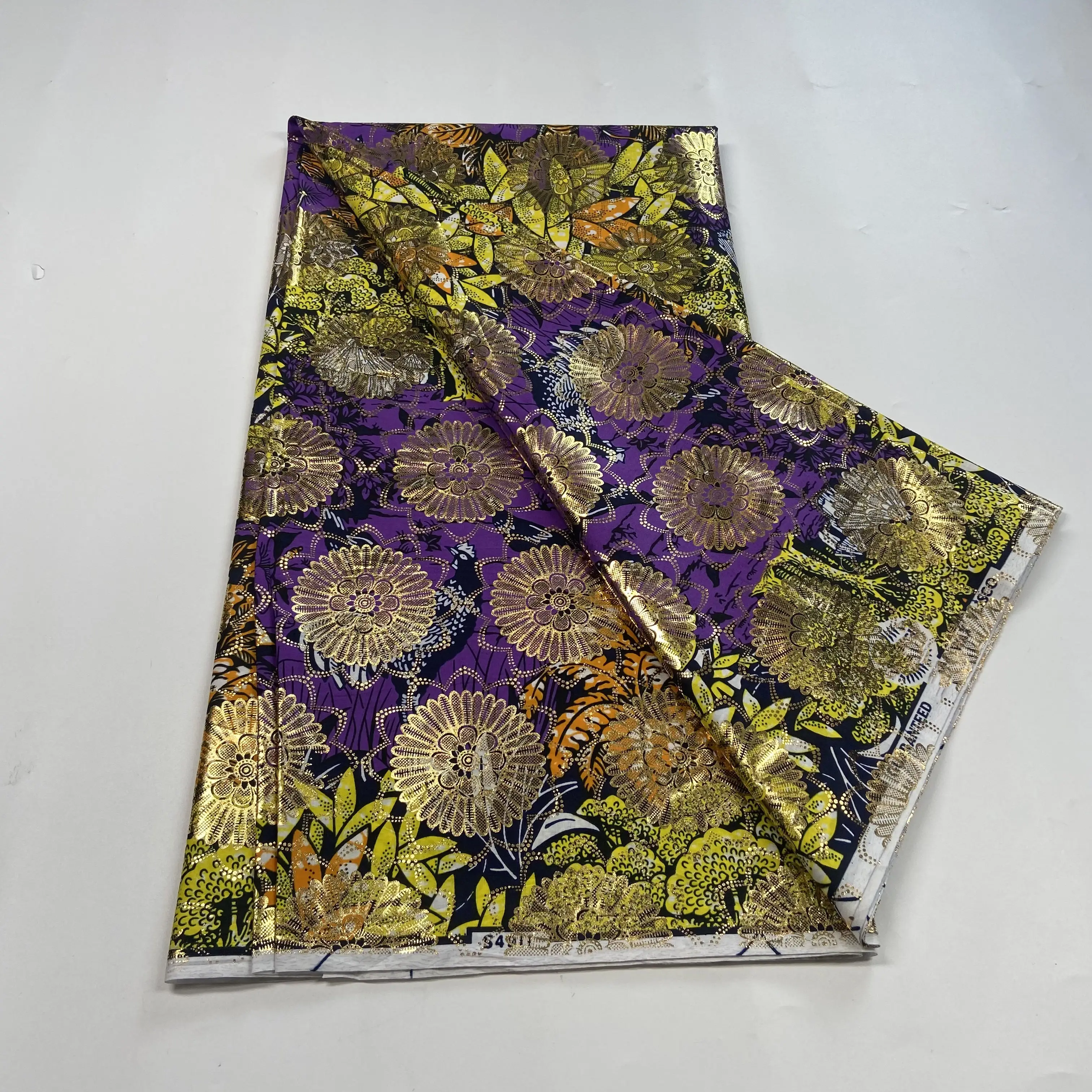 

Real Gold African Ankara Wax Dye Prints Fabric 100%Cotton Veritable Soft99 Dress Material For Sewing Fabrics By The Meter SP-ER