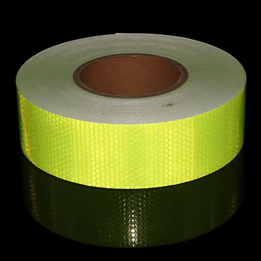 

5cm*50m Fluorescent Yellow Cheap Plain PVC Honeycomb Reflective Vinyl Stickers Tape Roll Warning Safety Caution Motorcycle Tapes