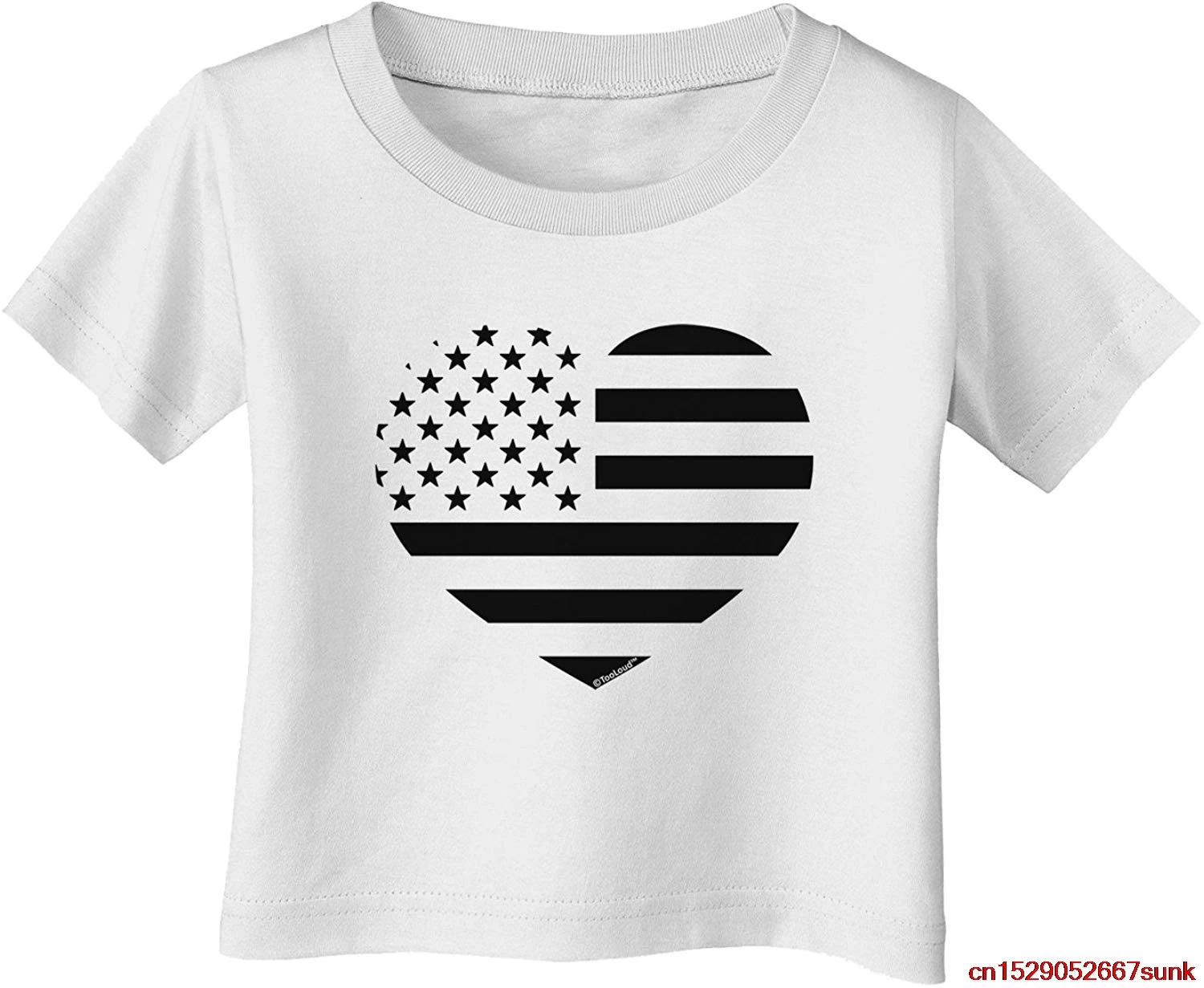 FGHFG сердце с американским флагом дизайн-штамп стиль футболка младенцем Унисекс