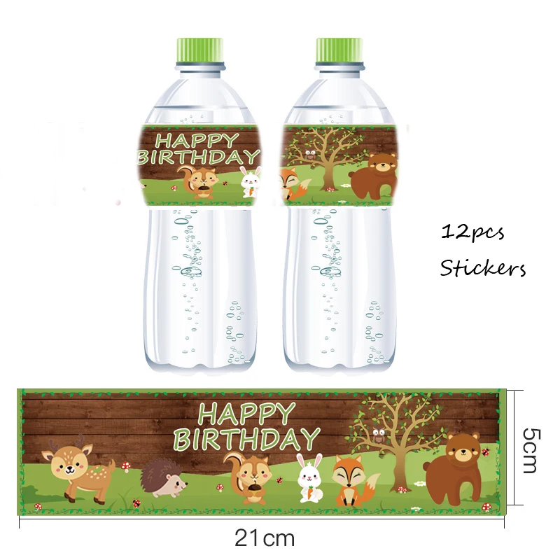 Omilut 12 шт. лесной Животные минеральной воды бутылочная этикетка сафари Вечеринка