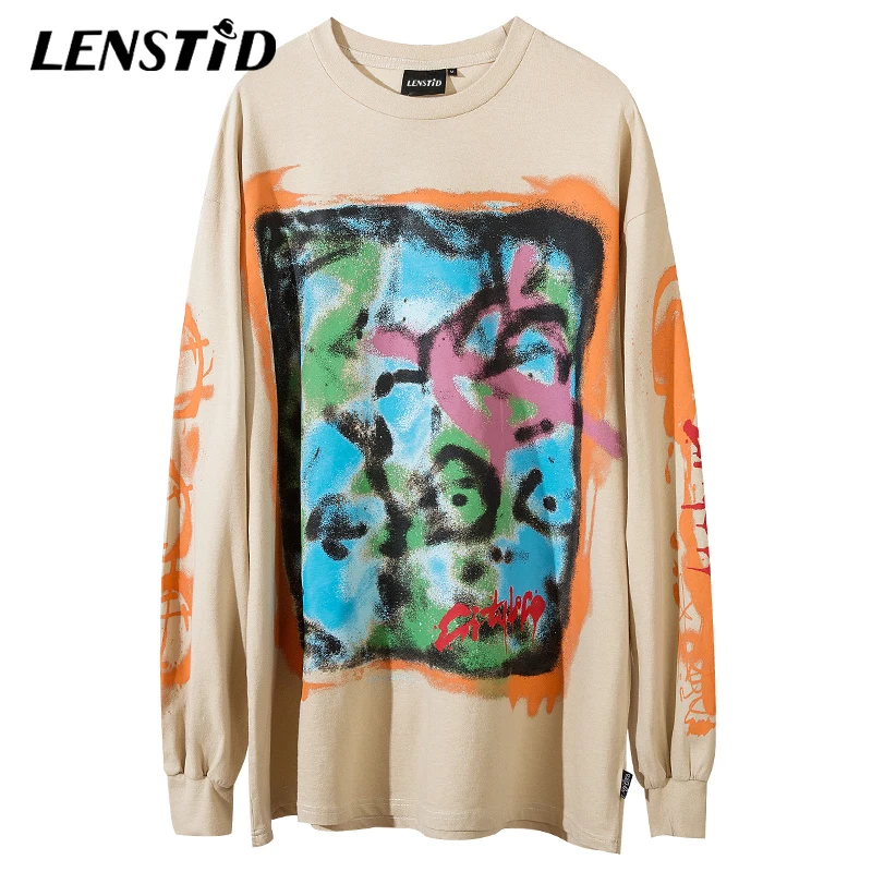 Футболка LENSTID мужская оверсайз в стиле хип хоп уличная одежда Харадзюку с