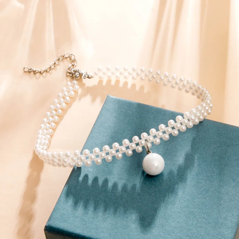 Японская и южнокорейская Мода для отдыха простая короткая жемчужная сетка