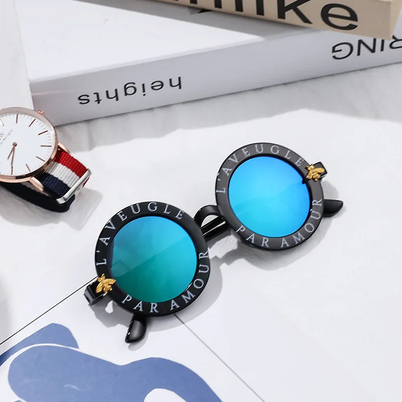 

Spring and Summer Children's Sunglasses Boys and Girls Fashion Cartoon Glasses Baby Personality Retro Round Frame Sunglasses