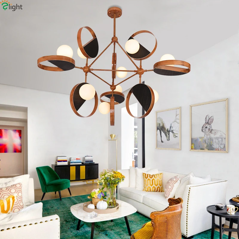 Современная Новинка деревянная светодиодная люстра освещение для гостиной